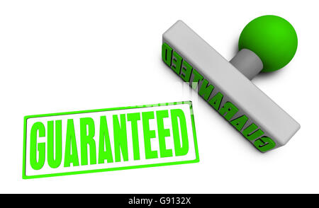 Guaranteed Stamp or Chop on Paper Concept in 3d Stock Photo