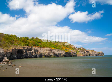 View of Kettleness Nab from Sandsend on the North Yorkshire coast near Whitby, England. United Kingdom Stock Photo
