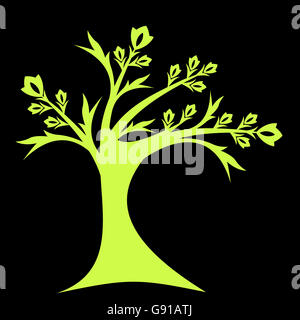 Beautiful art tree silhouette isolated on black background Stock Photo