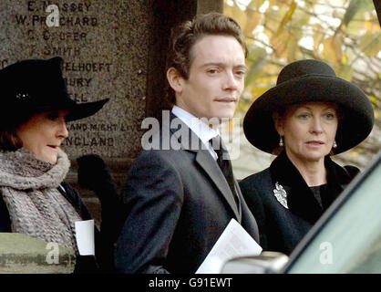 Lord Patrick Lichfield's son Viscount Anson (middle)and his former wife Leonora, Countess of Lichfield (left) with Lord Litchfields long term partner Lady Annunziata Asquith ( right) leaving the funeral service at St. Michael and All Angels Church, Colwich, Monday November 21 2005. See PA Story FUNERAL Lichfield. PRESS ASOCIATION PHOTO. Photo credit should read Rui Vieira/PA Stock Photo