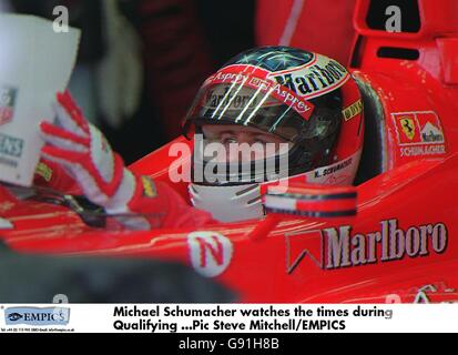 Formula One Motor Racing - Argentina Grand Prix - Qualifying. Michael Schumacher watches the times during Qualifying Stock Photo