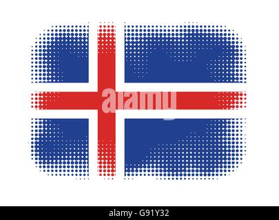 Iceland flag symbol halftone vector background illustration Stock Vector
