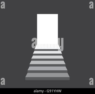stairs up to bright light door success symbol vector illustration Stock Vector