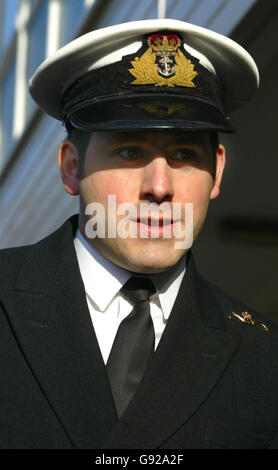 Royal Navy Lieutenant James Carrick leaves a court martial at HMS Nelson in Portsmouth, Wednesday January 11, 2005 where he was a witness and one of five alleged victims of bullying by former commanding officer Captain Robert Tarrant. See PA story COURTS Submarine. PRESS ASSOCIATION Photo. Photo credit should read: Chris Ison/PA Stock Photo