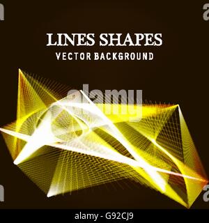 Lines shapes lighting abstract on golden dark background. Vector expanding light gold. Smooth golden abstract background with a  Stock Vector