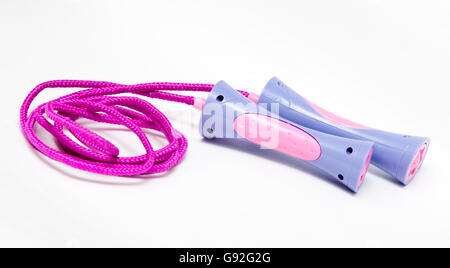 Pink Skipping Rope Isolated on White Stock Photo