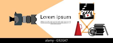 Video Film Production Indusrty Concept Horizontal Banner Stock Vector