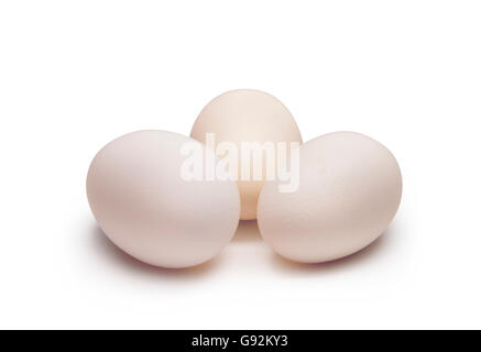 Three White Eggs Isolated on White Background Stock Photo