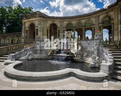 View of the Nymph's Fountain by the Lake at Hever Castle Stock Photo