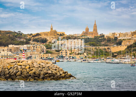 Mgarr harbor on the Maltese island Gozo in the Mediterranean Sea Stock Photo