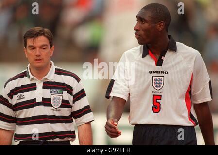 Soccer - King Hassan II International Cup - England v Belgium. Sol Campbell, England (R) Stock Photo