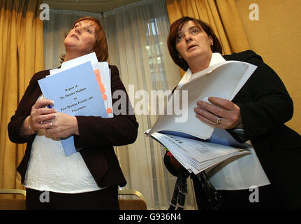 Charlotte Yeates (left) and Breda Butler from campaign group Parents For Justice at a press conference in response to medical lawyer Dr Deidre Madden's report into organ retention and other post-mortem practices on the day of it's public release, at a central Dublin hotel, Wednesday January 18 2006. See PA story HEALTH Organs. PRESS ASSOCIATION Photo. Photo credit should read: Niall Carson/PA Stock Photo