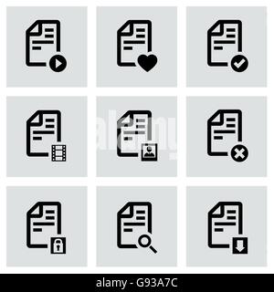 Set of Black and White File Management Icon Vector Stock Vector Image ...