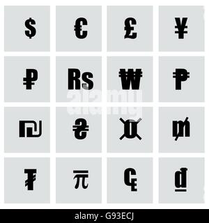 Vector black currency symbols icon set Stock Vector