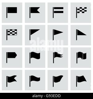 Vector black flags icon set Stock Vector