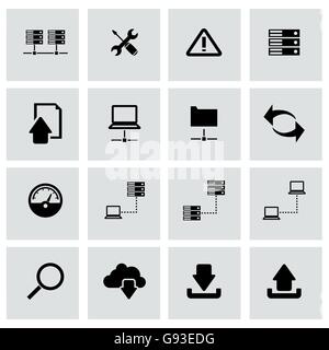 Vector black FTP icon set Stock Vector