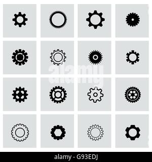 Vector black gear icon set Stock Vector