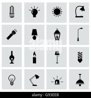 Vector black light icon set Stock Vector