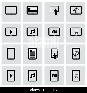 Vector black tablet icon set Stock Vector