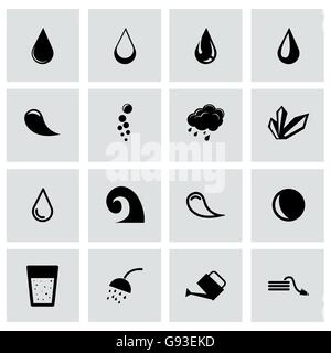 Vector black water icon set Stock Vector
