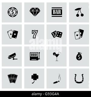 Vector black casino icons set Stock Vector