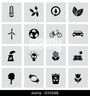 Vector black eco icons set Stock Vector