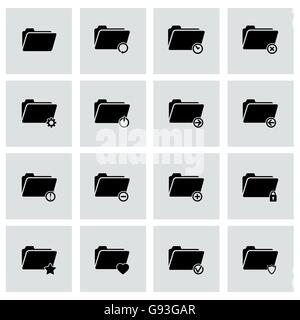 Vector black folder icons set Stock Vector