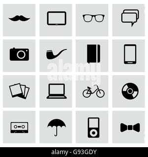 Vector black hipster icons set Stock Vector