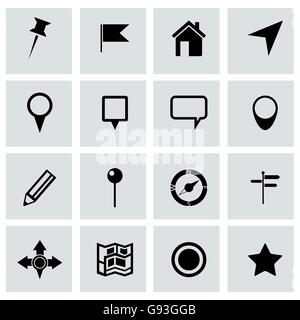 Vector black map icons set Stock Vector