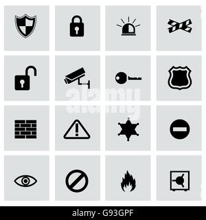 Vector black security icons set Stock Vector