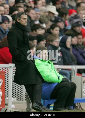 Soccer - FA Barclays Premiership - Middlesbrough v Chelsea - The Riverside Stadium. Chelsea manager Jose Mourinho is left with plenty to think about after his side concede a third goal against Middlesbrough Stock Photo