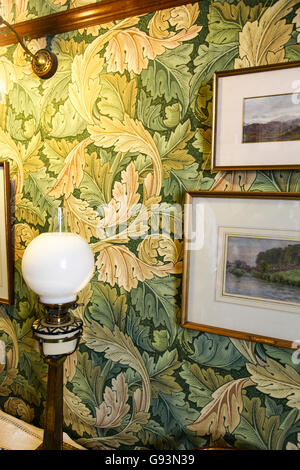 William Morris wallpaper in the Acanthus Room Wightwick Manor  Wolverhampton West Midlands England UK Stock Photo