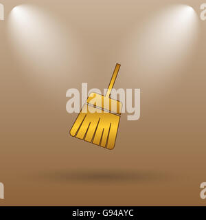 Sweep icon. Internet button on brown background. Stock Photo