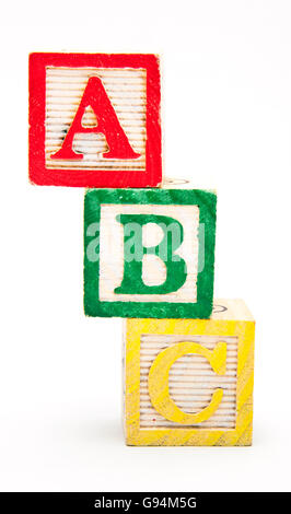 Wooden ABC Blocks Isolated on White Stock Photo