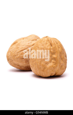 Two Walnuts Isolated on White Stock Photo