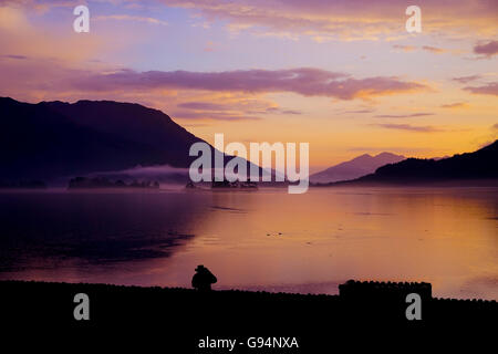 Sunset at Invercoe on Loch Leven, Glencoe, Ballachulish, Argyll, Scotland, UK. Stock Photo