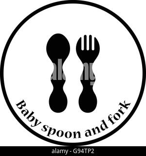 Baby spoon and fork thin line icon outline symbol Vector Image