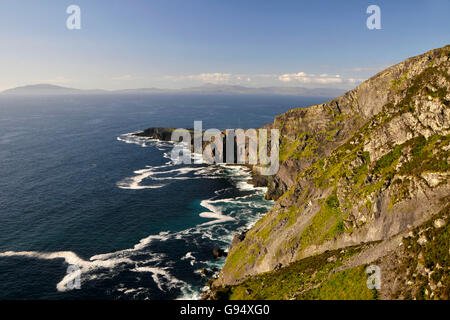 Fogher Cliffs, View from Geokaun Mountain, Valentia Island, County Kerry, Ireland / steep coast Stock Photo