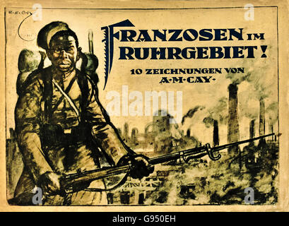 Franzosen im Ruhrgebiet - French in the Ruhr area  Caricatures of the French occupation troops in the Ruhr region !924 Alexander M Cay 1887-1971 Berlin Germany Stock Photo