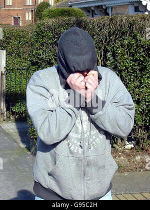 Lee Howard leaves Bishop Auckland Magistrates' Court, Friday March 3, 2006, after admitting a string of animal cruelty charges. Howard, 29, of Douglas Street, Middlesbrough, was told he faced a jail sentence. He admitted one count of causing unnecessary suffering to 13 horses, four dogs, 11 hens and a rabbit, and three counts of causing unnecessary suffering to a rottweiler and two border collies by abandoning them. The charges arise from the horrific discovery of the rotting remains of nearly 30 animals at Top Bank Stables in Trimdon, Co Durham last year. See PA story COURTS Animals. PA Stock Photo