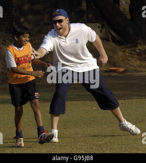 CRICKET Flintoff Children Stock Photo