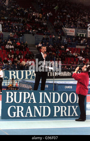 Athletics - BUPA Indoor Grand Prix - Birmingham. Jon Ridgeon introduces the BUPA Indoor Grand Prix at the Birmingham National Indoor Arena Stock Photo