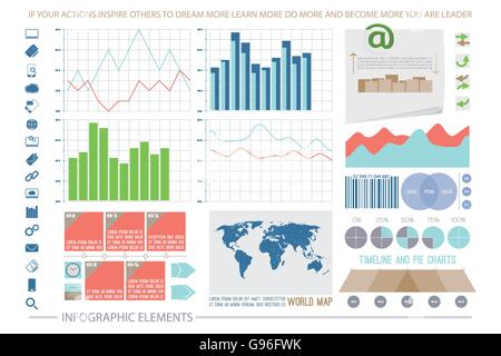 infographic elements, web technology icons. vector timeline option graph, reminder, clock symbol. pie chart info graphic icon. f Stock Vector