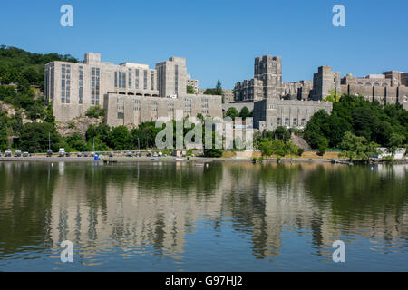 New York, Hudson River view of West Point Military Academy. Stock Photo