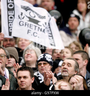 Soccer - Tennents Scottish Cup - Semi-Final - Gretna v Dundee - Hampden Park. Brooks Mileson, Gretna sits with the fans Stock Photo