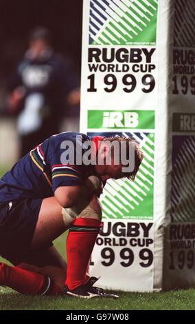 Rugby Union - Rugby World Cup 99 - Pool C - Fiji v Namibia. A dejected Eben Smith of Namibia as his team loses 67-18 to Fiji in their first World Cup match in Beziers, France. Stock Photo