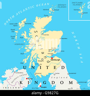 Scotland political map with capital Edinburgh. Country and part of the ...