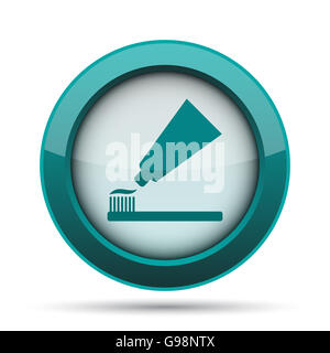 Tooth paste and brush icon. Internet button on white background Stock ...