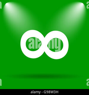 Infinity sign icon. Internet button on green background. Stock Photo