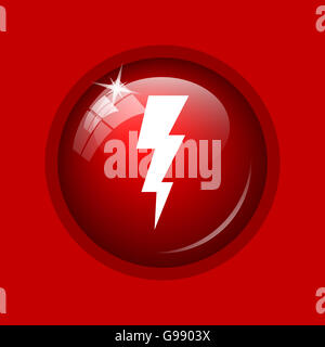 Lightning icon. Internet button on red background. Stock Photo